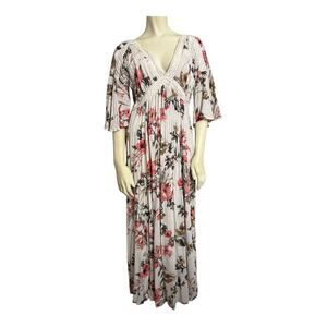 Illa Illa Floral Bell Sleeve Maxi Dress Angel Lace Trim M Boho Cottage Granny